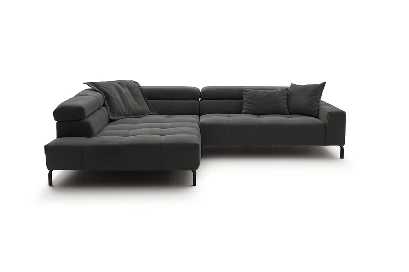 KAWOLA Sofa OHIO Ecksofa Feincord anthrazit