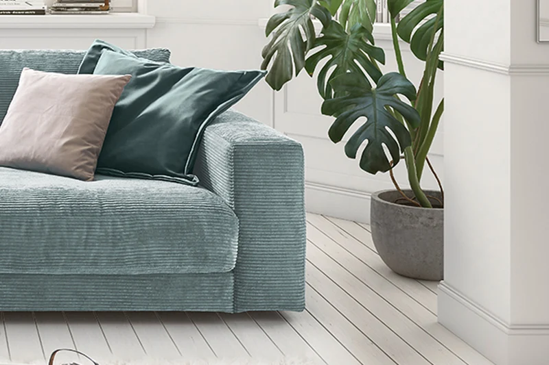 KAWOLA Sofa MADELINE 2-Sitzer Cord hellblau