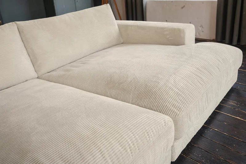 KAWOLA Big Sofa MADELINE Cord cremeweiß