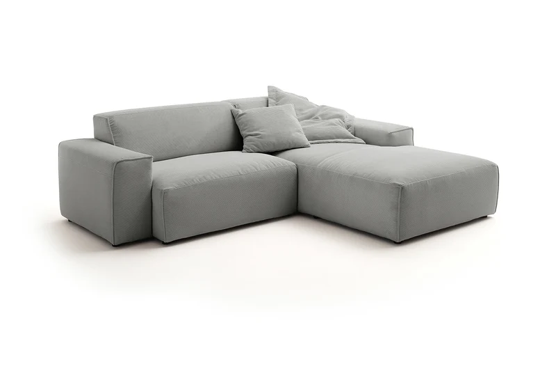 KAWOLA Sofa RANI Ecksofa Feincord grau