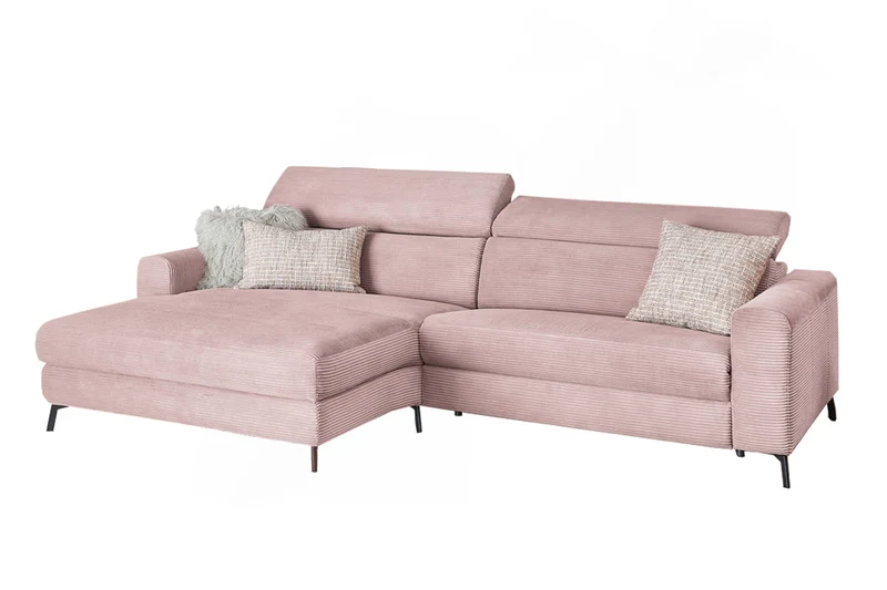 KAWOLA Sofa LAISKA Ecksofa Cord rosa