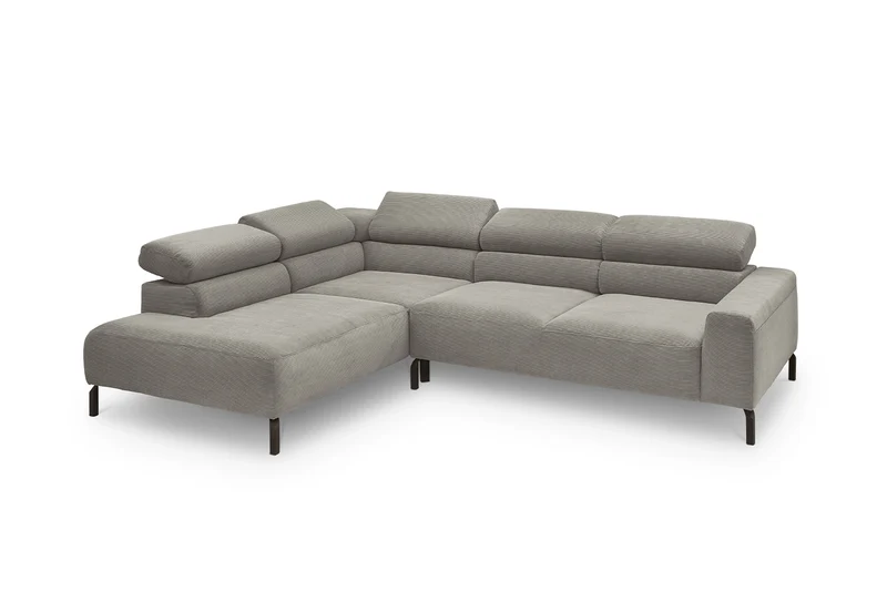 KAWOLA Sofa DELIA Ecksofa Feincord grau