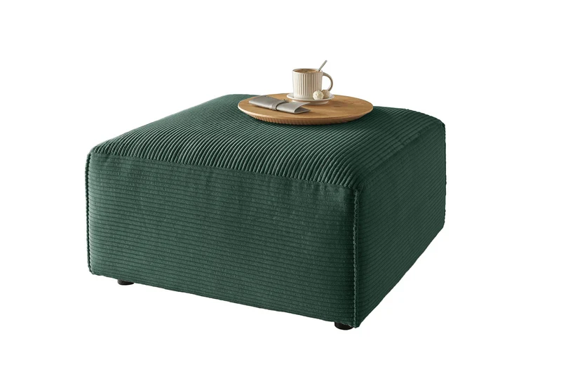 KAWOLA Hocker RANI Polsterhocker Cord smaragd