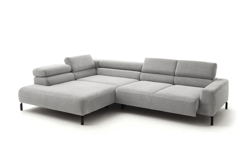 KAWOLA Sofa DELIA Ecksofa Cord hellgrau