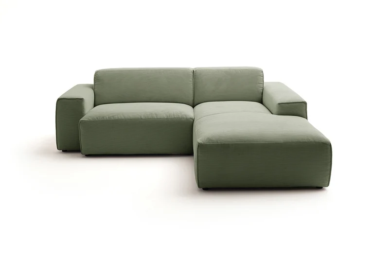 KAWOLA Sofa RANI Ecksofa Feincord olivgrün