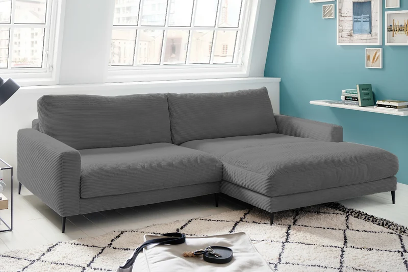 KAWOLA Ecksofa CARA Sofa Cord grau