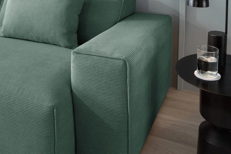 KAWOLA Sofa RANI 3-Sitzer Feincord grün