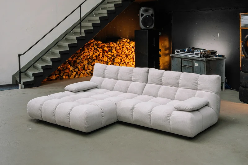 KAWOLA Sofa VIVIEN Ecksofa Feincord silber