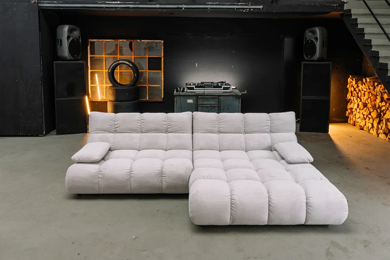 KAWOLA Sofa VIVIEN Ecksofa Feincord silber