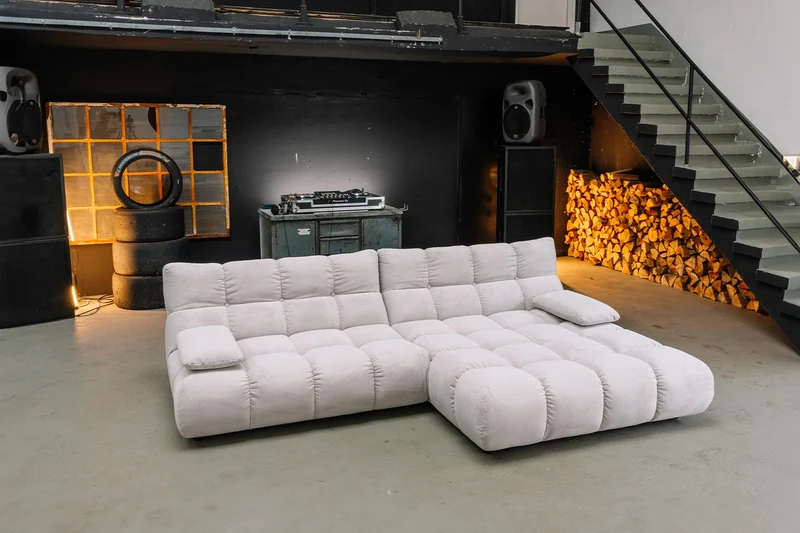 KAWOLA Sofa VIVIEN Ecksofa Feincord silber