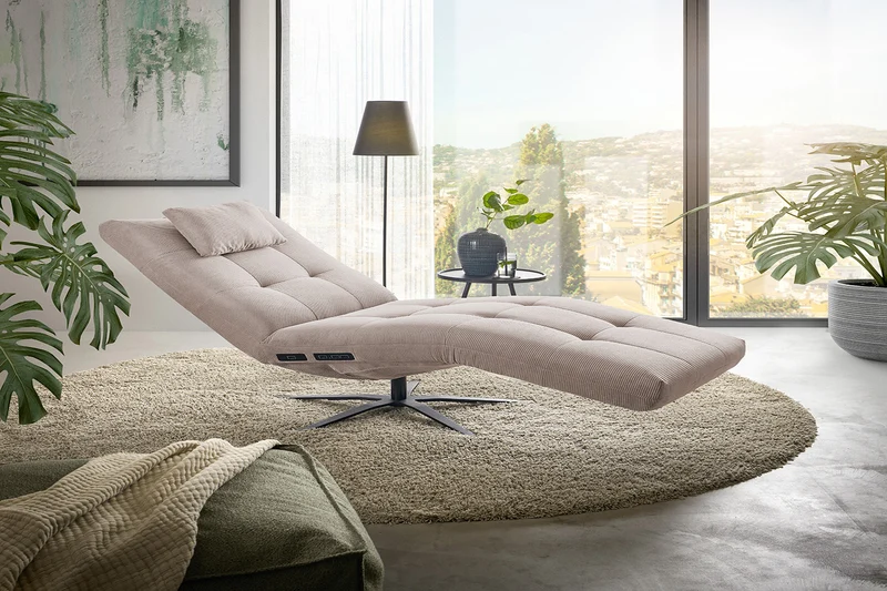 KAWOLA Relaxliege LETICIA motorisch Feincord beige