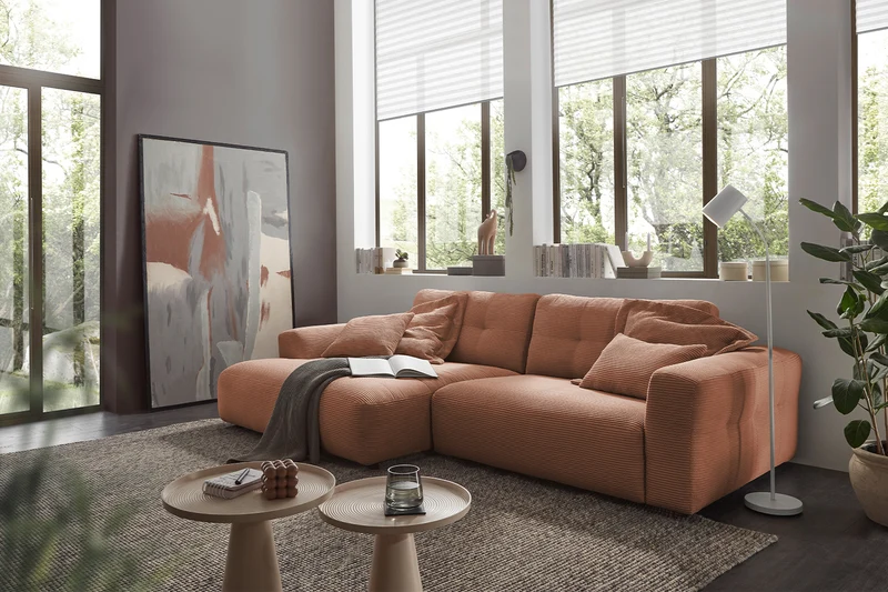 KAWOLA Sofa MIKA Ecksofa Cord rost