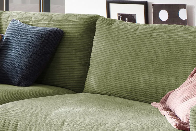 KAWOLA Sofa MADELINE 3-Sitzer Cord olivgrün