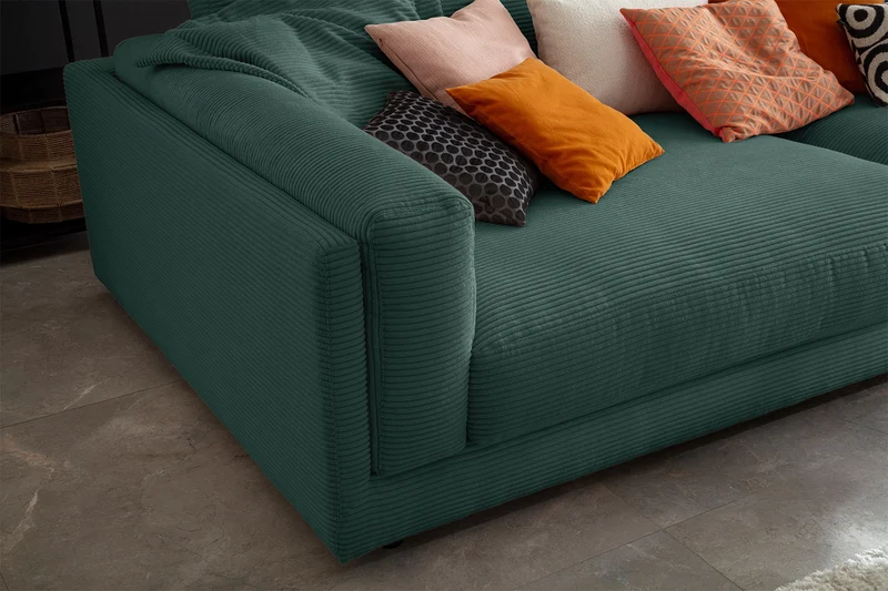 KAWOLA Big Sofa RAINA Cord smaragd