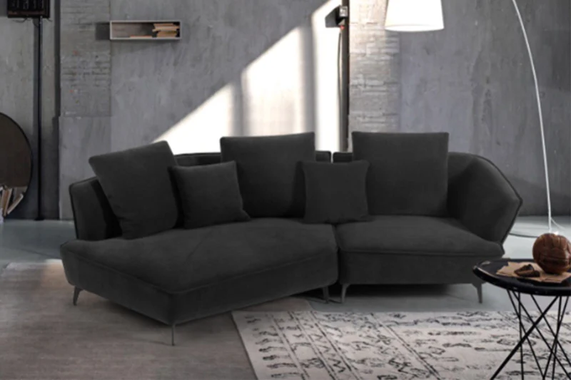 KAWOLA Sofa GARBO Designsofa Stoff schwarz