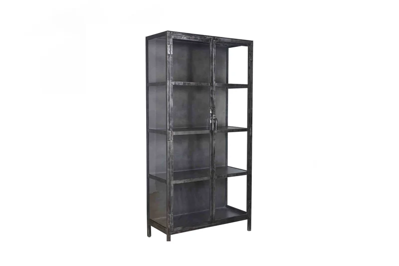 KAWOLA Highboard ARLES Vitrine Metall schwarz 2 Türen