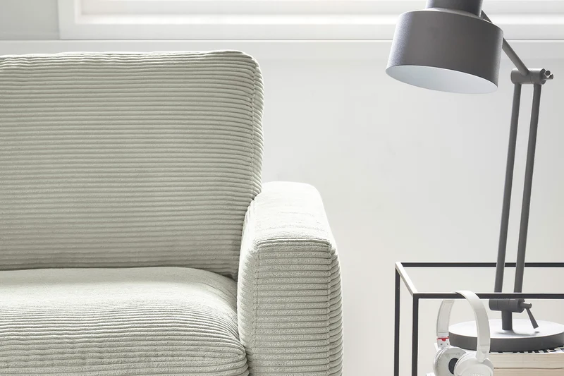 KAWOLA Ecksofa CARA Sofa Cord steingrau