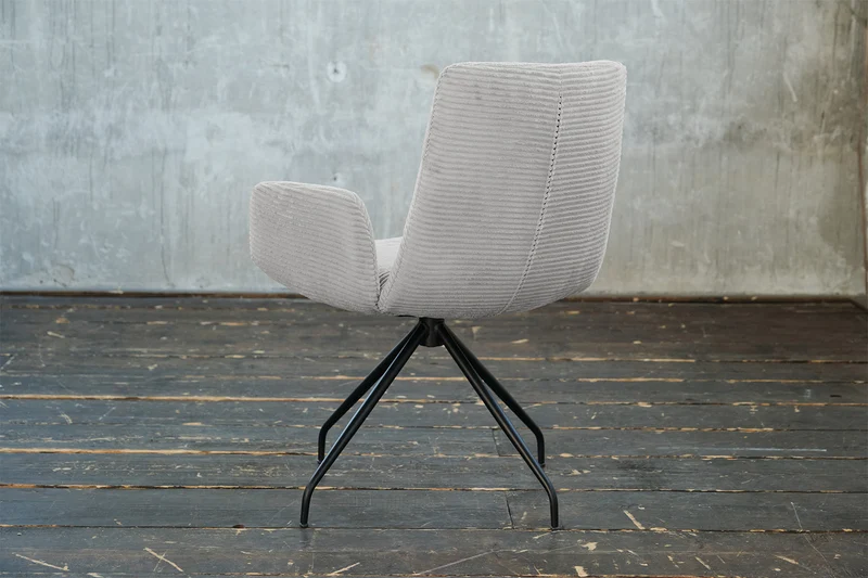 KAWOLA Stuhl NEW CHARME Drehstuhl Esszimmersessel Cord hellgrau