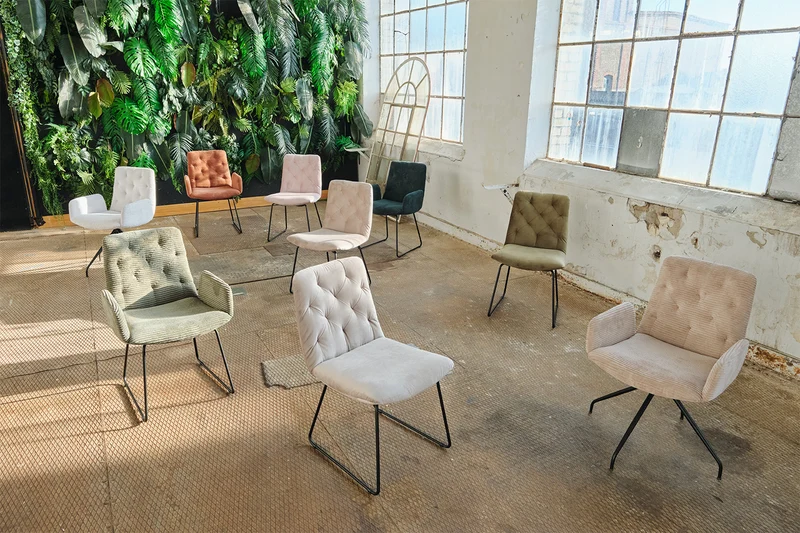 KAWOLA Stuhl NEW CHARME Drehstuhl Esszimmersessel Cord taupe