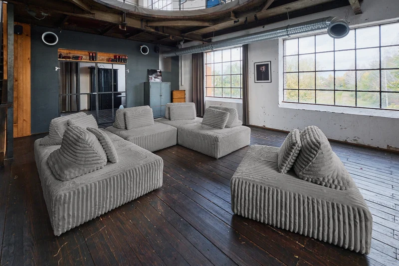 KAWOLA Modulsofa WIOLO SOFT 6 Module 6 Rückenkissen Weicher Breitcord grau