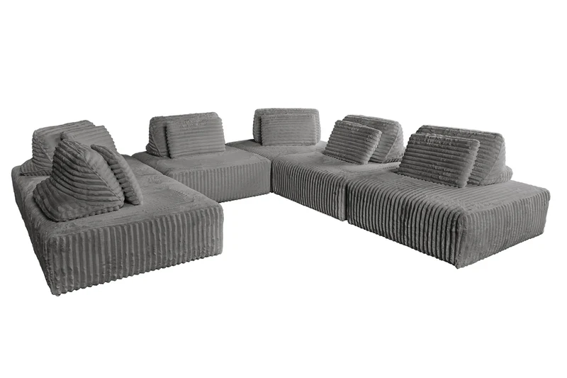 KAWOLA Modulsofa WIOLO SOFT 6 Module 6 Rückenkissen Weicher Breitcord grau