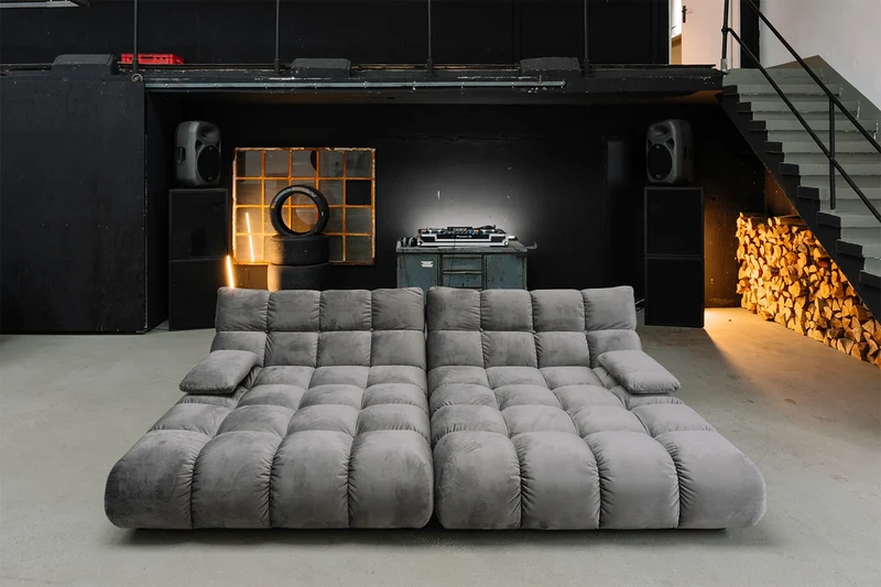 KAWOLA Big Sofa VIVIEN Velvet stone