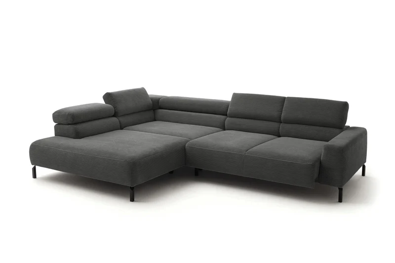 KAWOLA Sofa DELIA Ecksofa Cord grau