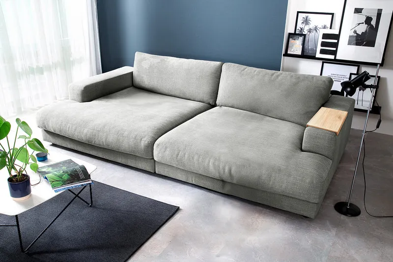 KAWOLA Big Sofa MADELINE Stoff silber