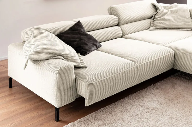 KAWOLA Sofa DELIA Ecksofa Cord cremeweiß