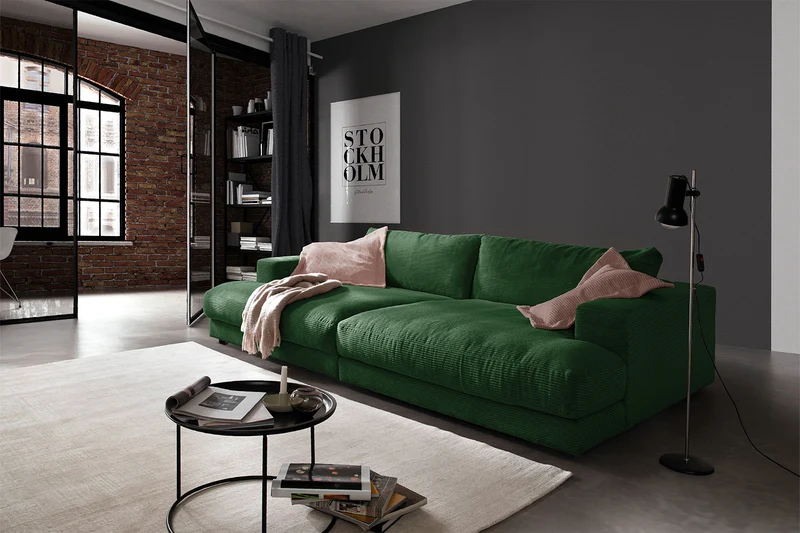 KAWOLA Big Sofa MADELINE Cord smaragd