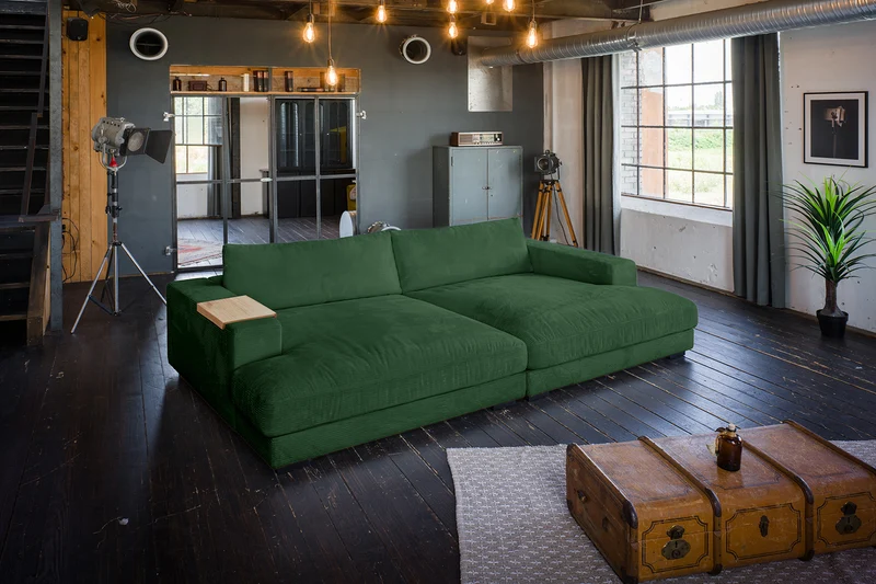 KAWOLA Big Sofa MADELINE Cord smaragd