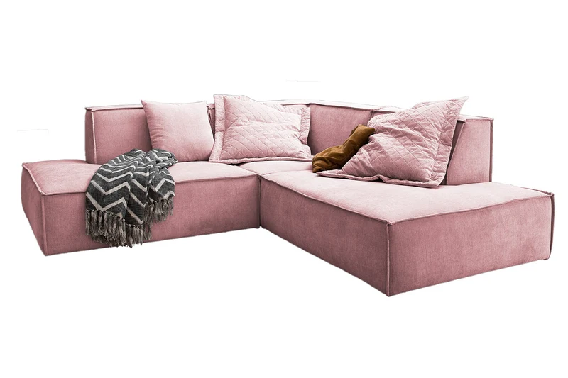 KAWOLA Sofa SAMU Ecksofa Stoff rosa