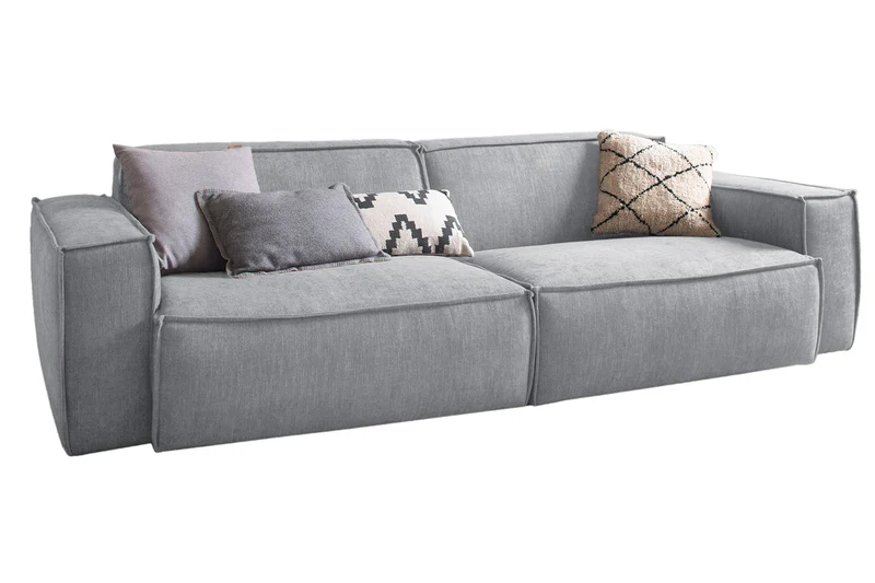 KAWOLA Sofa SAMU Stoff hellgrau