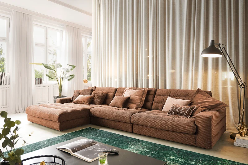 KAWOLA Sofa LANA XL Ecksofa Cord rost