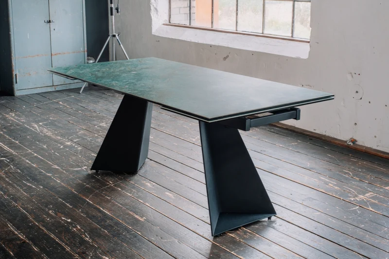 KAWOLA Ausziehtisch LODI Esstisch Keramik grün 200x100cm