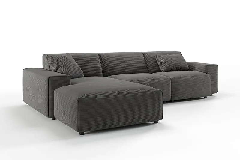 KAWOLA Sofa RANI Ecksofa Cord grau