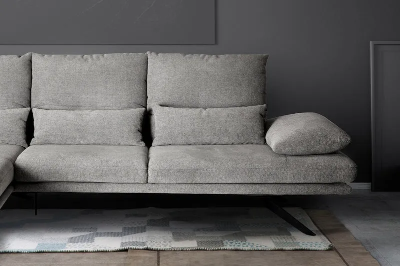 KAWOLA Sofa FENICE Ecksofa Stoff hellgrau