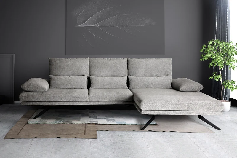 KAWOLA Sofa FENICE Ecksofa Stoff hellgrau