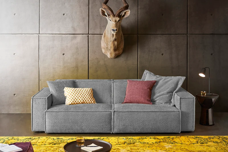 KAWOLA Sofa SAMU Stoff grau