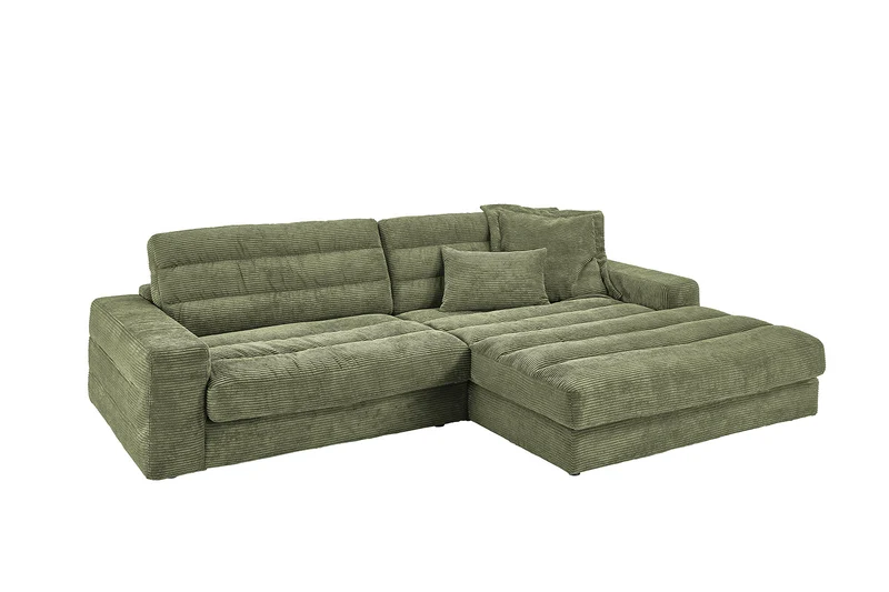 KAWOLA Sofa LANA Ecksofa Cord olivgrün