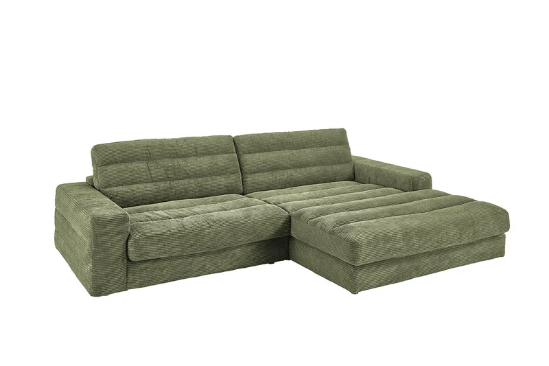 KAWOLA Sofa LANA Ecksofa Cord olivgrün