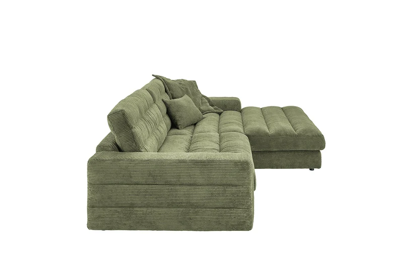 KAWOLA Sofa LANA Ecksofa Cord olivgrün