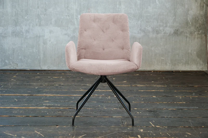 KAWOLA Stuhl NEW CHARME Drehstuhl Esszimmersessel Cord rosa
