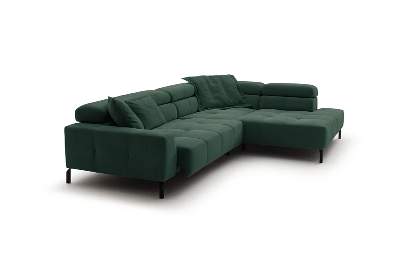 KAWOLA Sofa OHIO Ecksofa Feincord grün