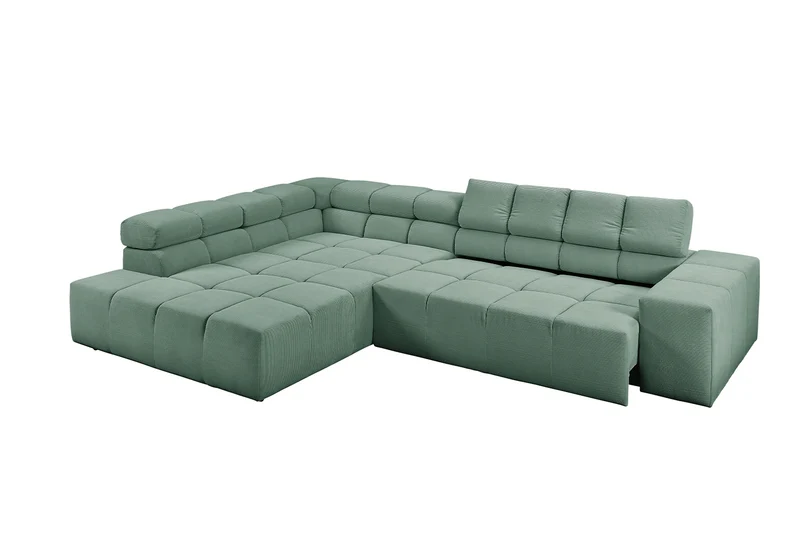 KAWOLA Sofa NEVADA Ecksofa Feincord grün