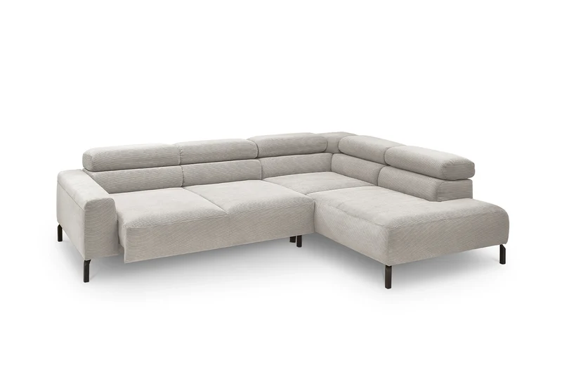 KAWOLA Sofa DELIA Ecksofa Feincord silber