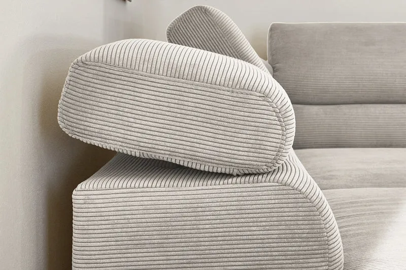 KAWOLA Sofa DELIA Ecksofa Feincord silber