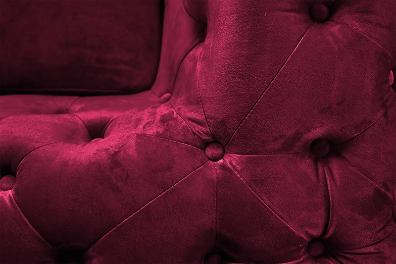 KAWOLA Sofa NARLA Chesterfield 3-Sitzer Velvet rot