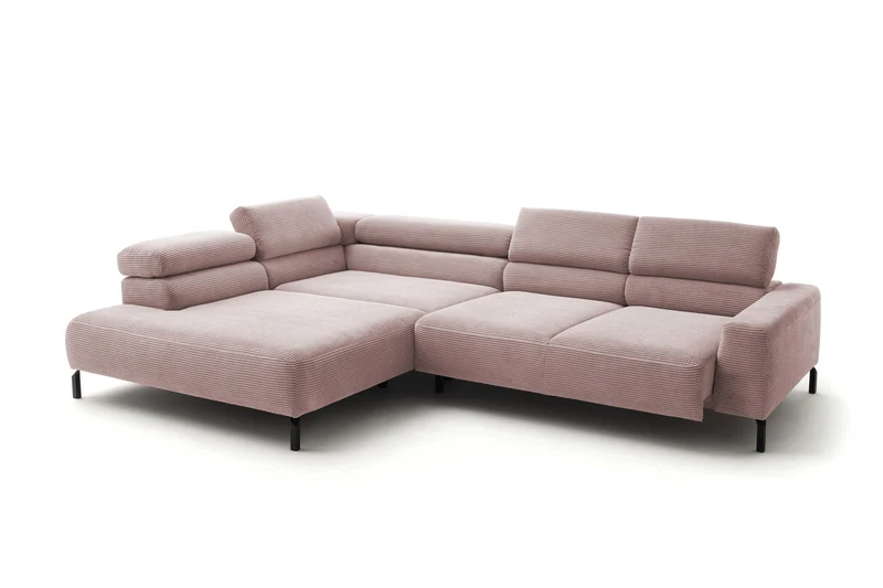 KAWOLA Sofa DELIA Ecksofa Cord rosa