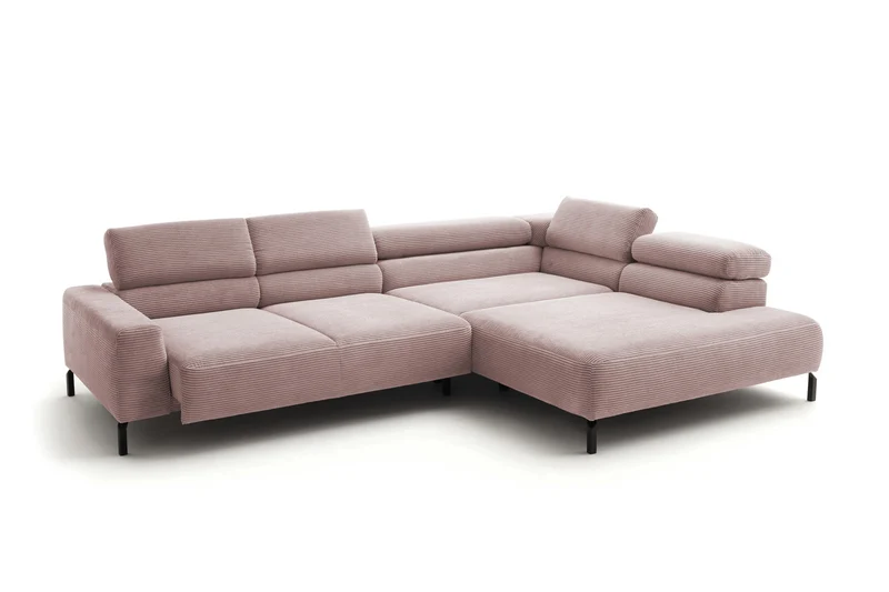 KAWOLA Sofa DELIA Ecksofa Cord rosa